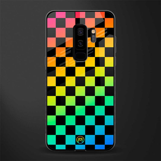 rainbow check pattern glass case for samsung galaxy s9 plus image