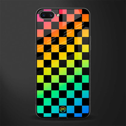 rainbow check pattern glass case for realme c1 image