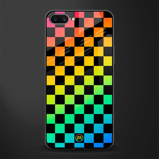 rainbow check pattern glass case for realme c1 image