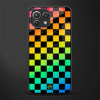 rainbow check pattern glass case for mi 11 lite image