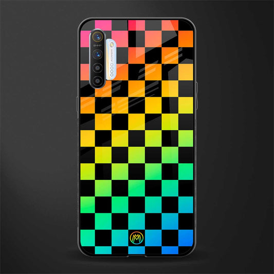 rainbow check pattern glass case for realme x2 image