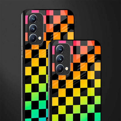 rainbow check pattern glass case for oppo f19 image-2