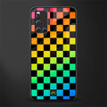 rainbow check pattern glass case for vivo v19 image