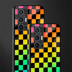 rainbow check pattern glass case for vivo x70 pro plus image-2