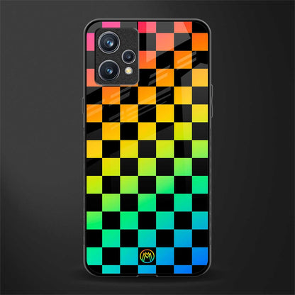 rainbow check pattern glass case for realme 9 4g image