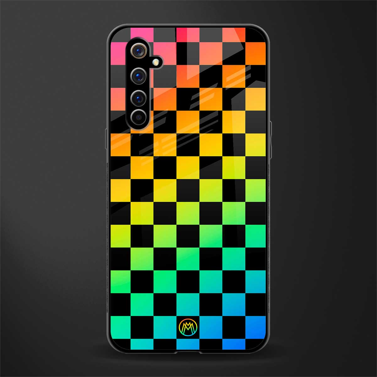 rainbow check pattern glass case for realme x50 pro image