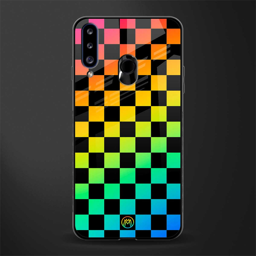 rainbow check pattern glass case for samsung galaxy a20s image