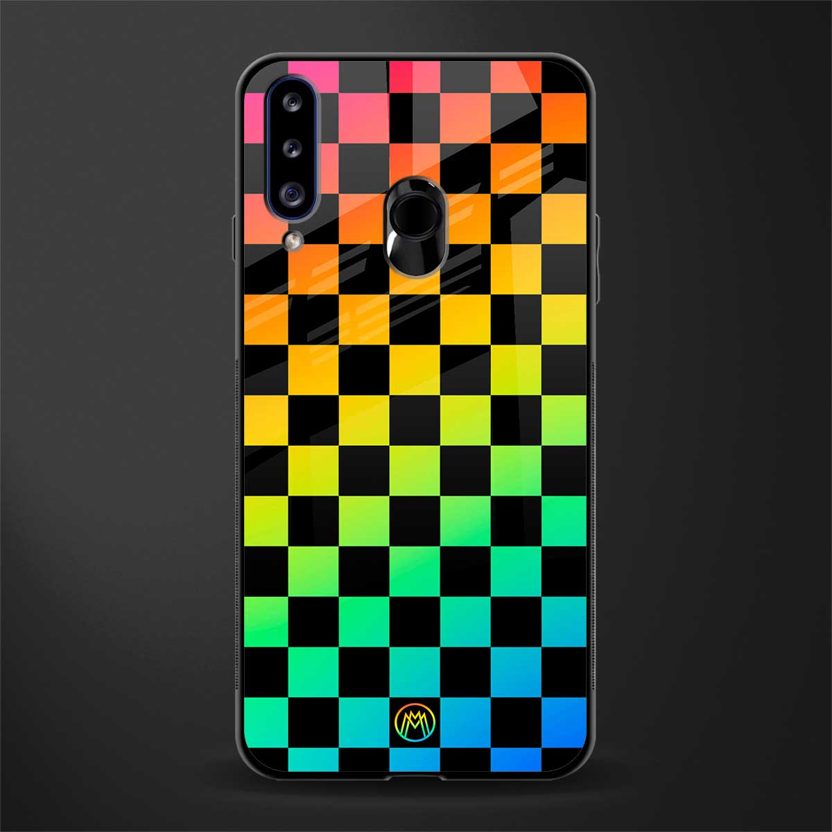 rainbow check pattern glass case for samsung galaxy a20s image
