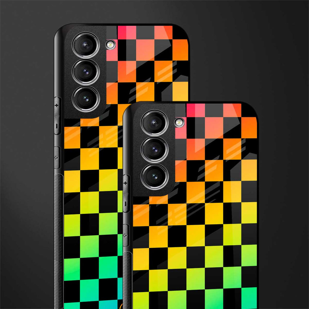rainbow check pattern glass case for samsung galaxy s22 plus 5g image-2