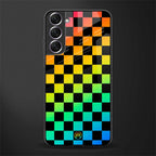 rainbow check pattern glass case for samsung galaxy s22 plus 5g image