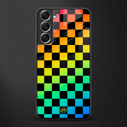 rainbow check pattern glass case for samsung galaxy s21 image