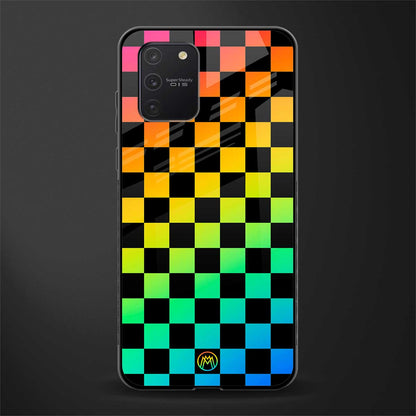 rainbow check pattern glass case for samsung galaxy a91 image