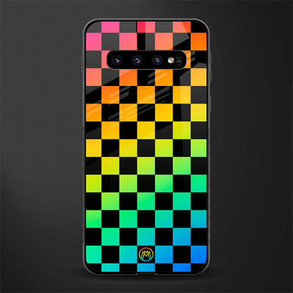 rainbow check pattern glass case for samsung galaxy s10 image