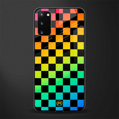 rainbow check pattern glass case for samsung galaxy s20 image