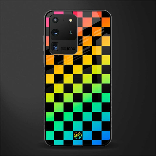 rainbow check pattern glass case for samsung galaxy s20 ultra image