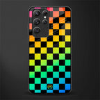 rainbow check pattern glass case for samsung galaxy s21 ultra image