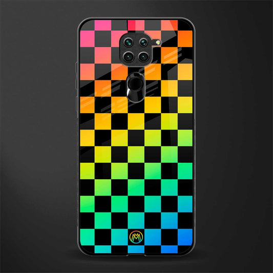 rainbow check pattern glass case for redmi note 9 image