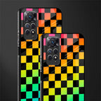 rainbow check pattern glass case for redmi note 11 image-2