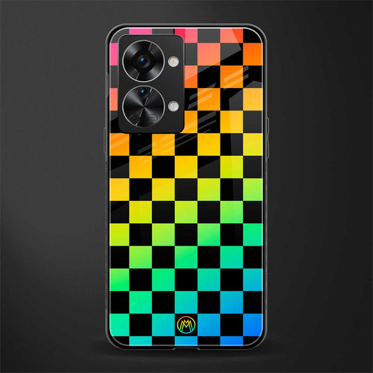 rainbow check pattern glass case for phone case | glass case for oneplus nord 2t 5g