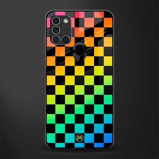 rainbow check pattern glass case for samsung galaxy a21s image