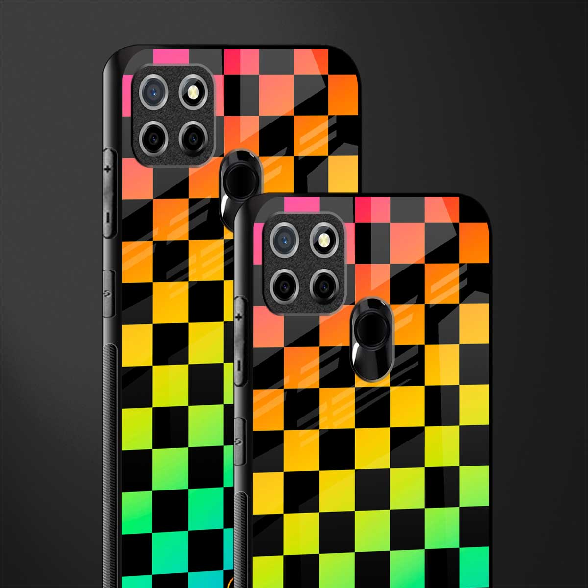 rainbow check pattern glass case for realme narzo 30a image-2