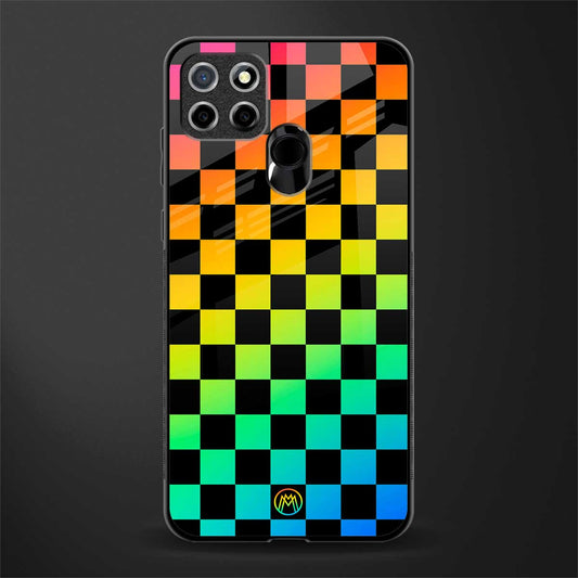 rainbow check pattern glass case for realme narzo 30a image