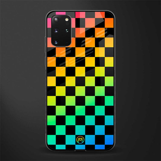 rainbow check pattern glass case for samsung galaxy s20 plus image