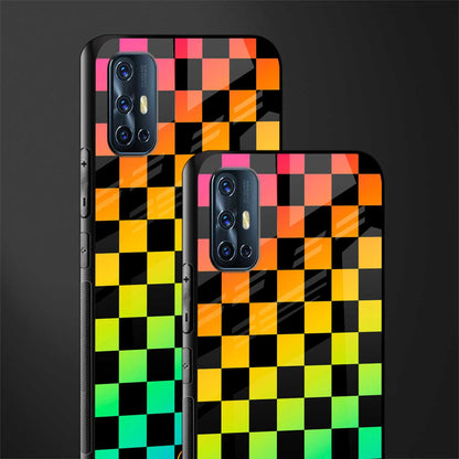 rainbow check pattern glass case for vivo v17 image-2