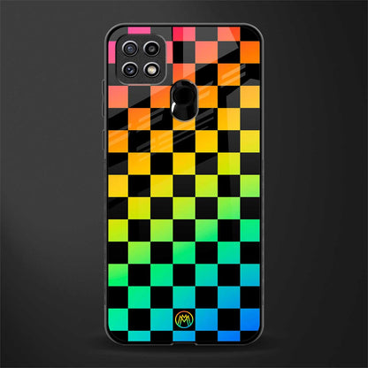 rainbow check pattern glass case for oppo a15s image
