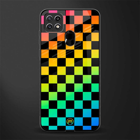rainbow check pattern glass case for oppo a15s image