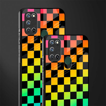 rainbow check pattern glass case for realme 7i image-2