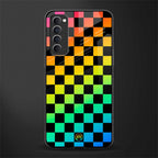 rainbow check pattern glass case for oppo reno 4 pro image