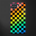 rainbow check pattern glass case for oppo f17 image