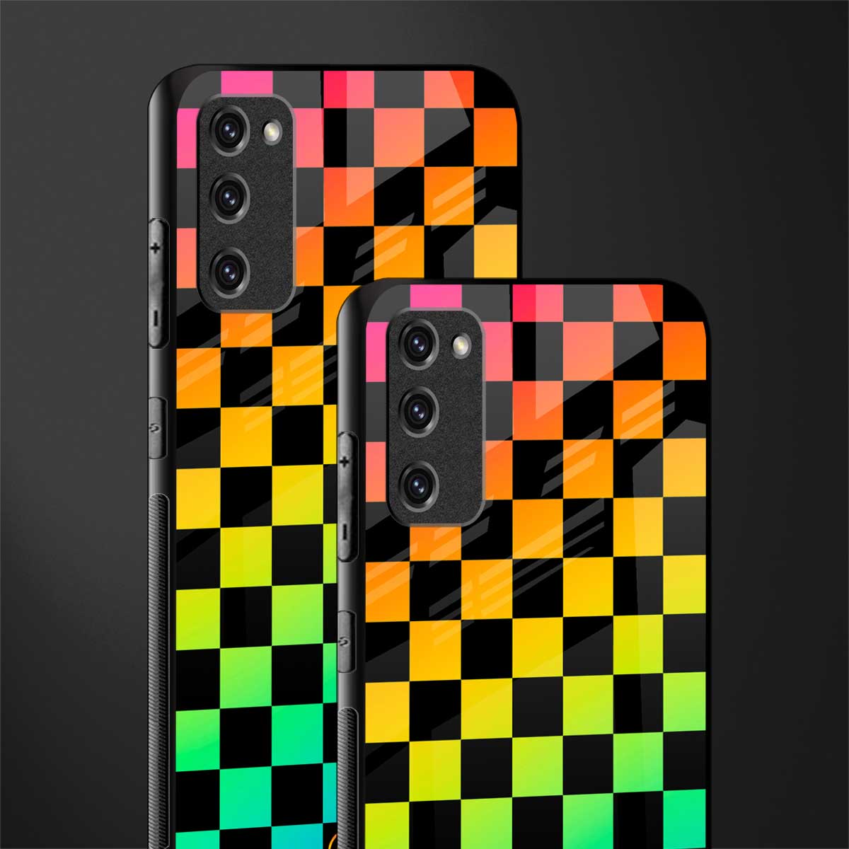 rainbow check pattern glass case for samsung galaxy s20 fe image-2
