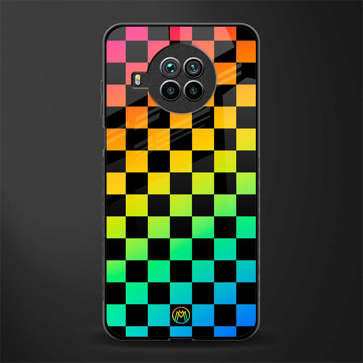 rainbow check pattern glass case for mi 10i image