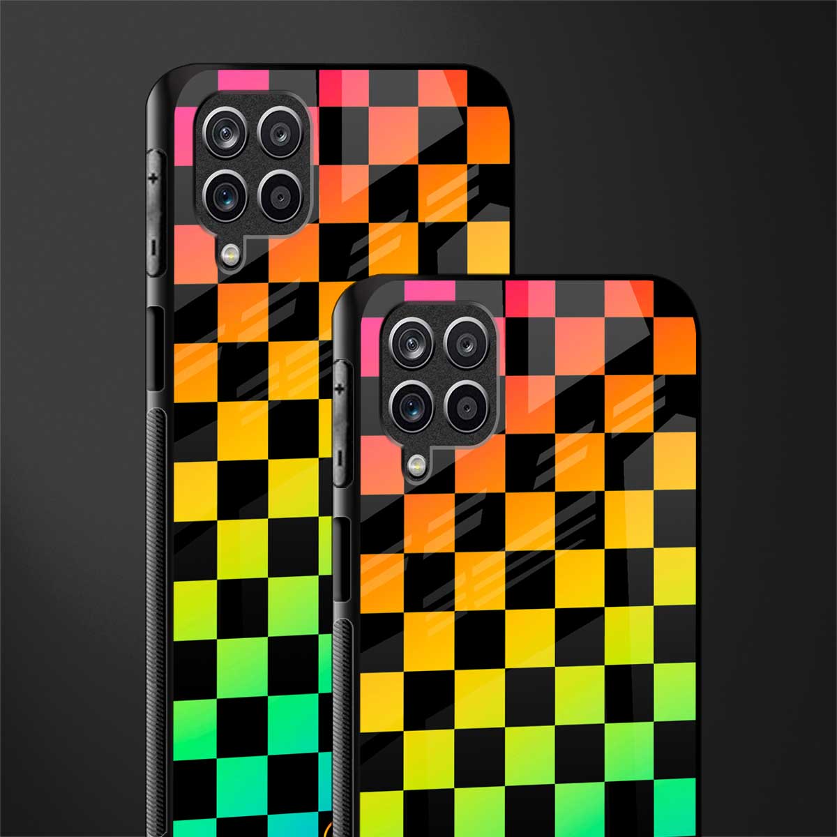 rainbow check pattern glass case for samsung galaxy m12 image-2