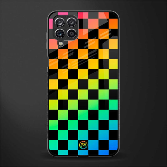 rainbow check pattern glass case for samsung galaxy m12 image