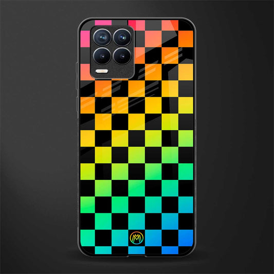 rainbow check pattern glass case for realme 8 4g image