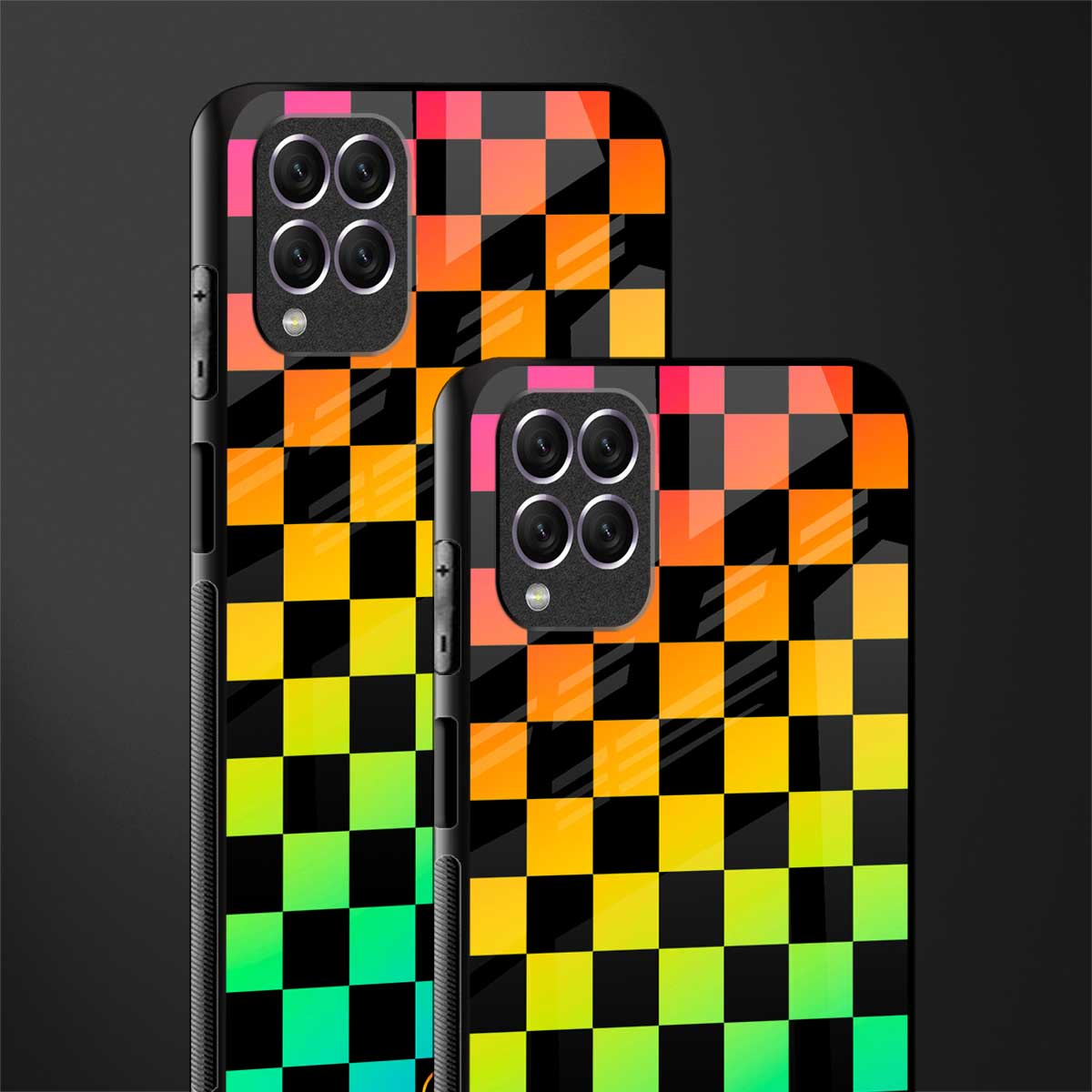 rainbow check pattern glass case for samsung galaxy f62 image-2