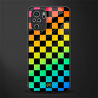 rainbow check pattern glass case for redmi note 10 image