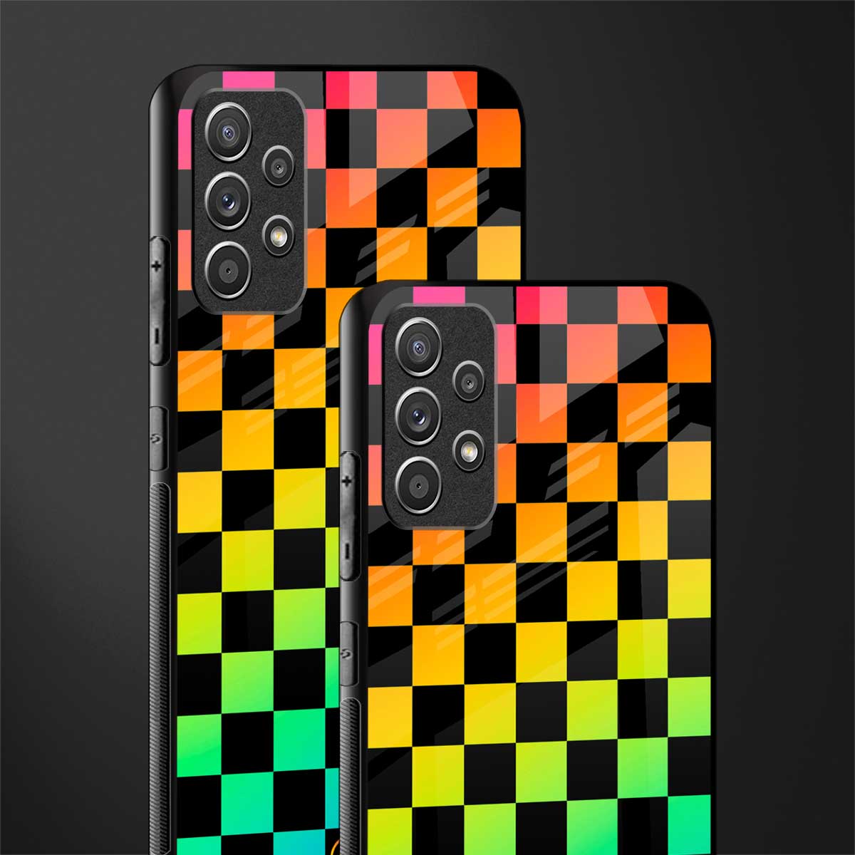 rainbow check pattern glass case for samsung galaxy a52 image-2