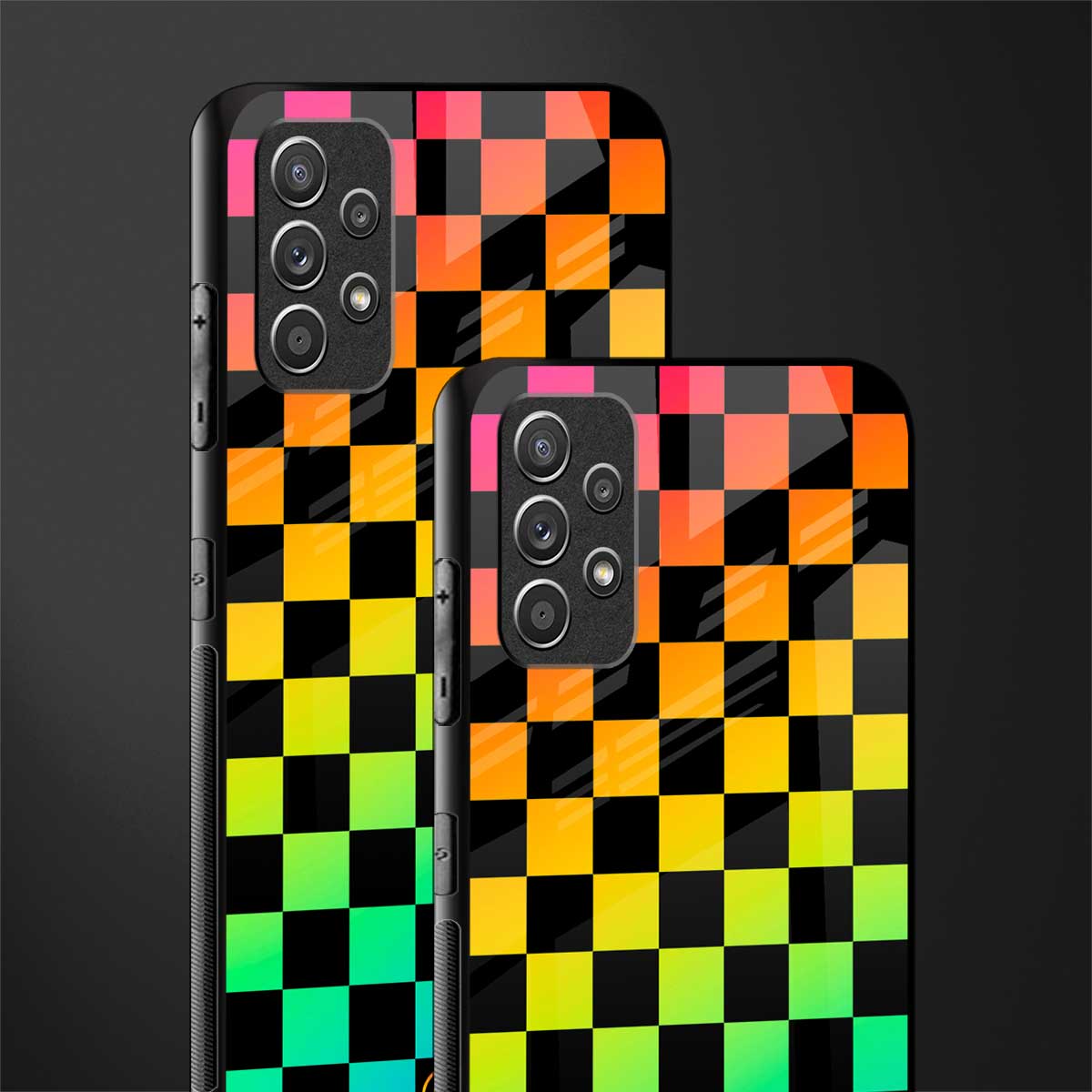 rainbow check pattern glass case for samsung galaxy a32 4g image-2