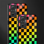 rainbow check pattern glass case for redmi note 10 pro image-2