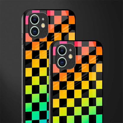 rainbow check pattern glass case for iphone 12 mini image-2