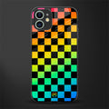 rainbow check pattern glass case for iphone 12 image