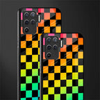rainbow check pattern glass case for oppo f19 pro image-2