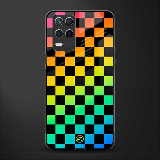 rainbow check pattern glass case for realme narzo 30 5g image
