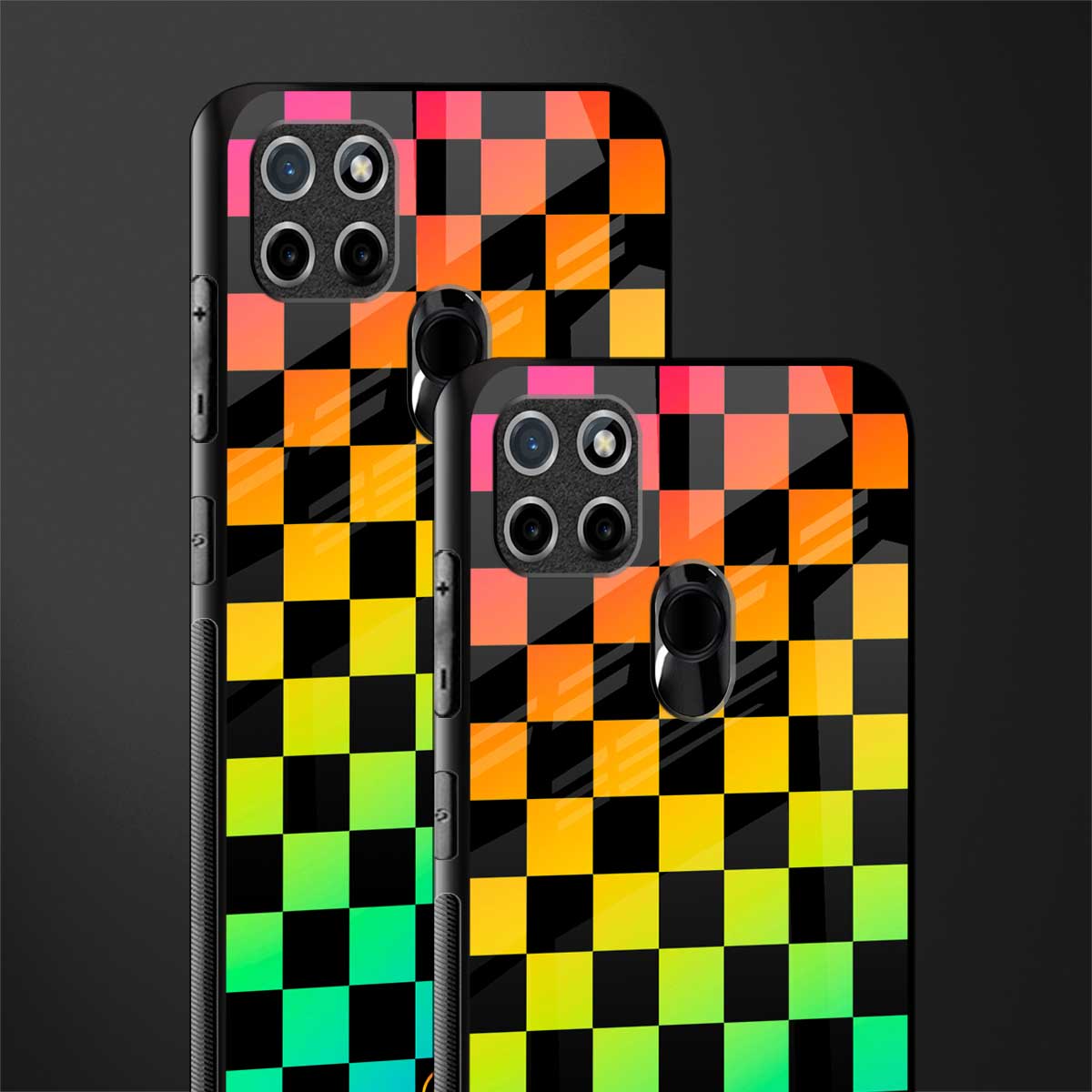 rainbow check pattern glass case for realme c21 image-2