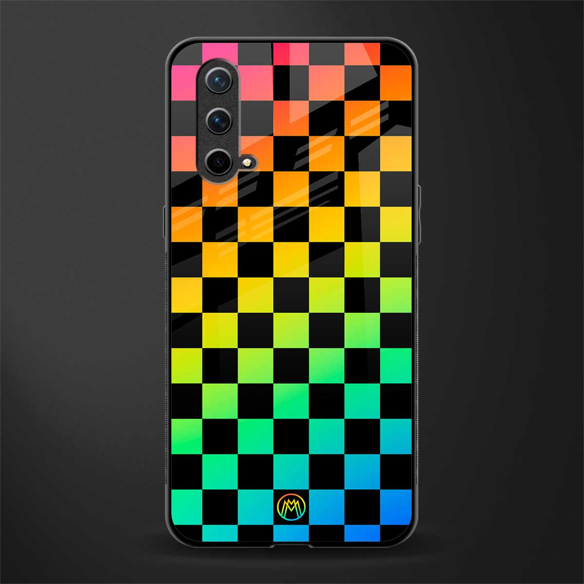 rainbow check pattern glass case for oneplus nord ce 5g image