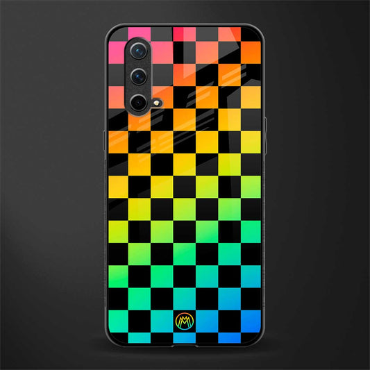 rainbow check pattern glass case for oneplus nord ce 5g image
